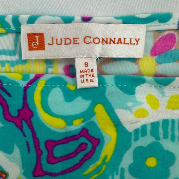 Jude Connally Cold Shoulder Shift Dress Small Pink Teal Bohemian Beachy Vacation - Picture 5 of 7